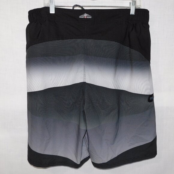 Point Zero Black Gray Striped Mens XL ( 1X ) Lined Board Shorts Swim - Picture 8 of 10